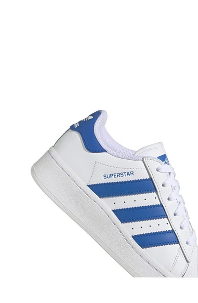 Shop Adidas Originals Kids' Superstar Xlg Lifestyle Sneaker In White/ Blue/ White
