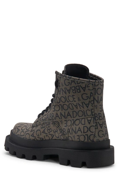 Shop Dolce & Gabbana Dolce&gabbana High Trekking Logo Jacquard Boot In Brown