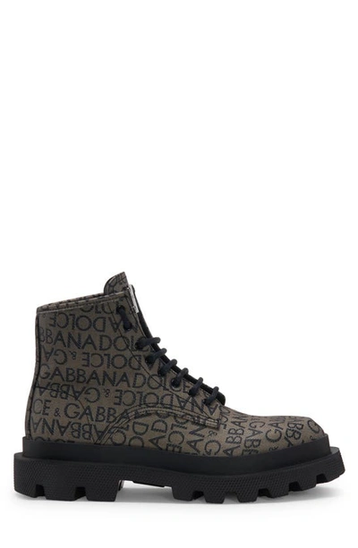 Dolce & Gabbana Dolce&gabbana Stivaletti Uomo Tessuto Marrone/nero In Brown