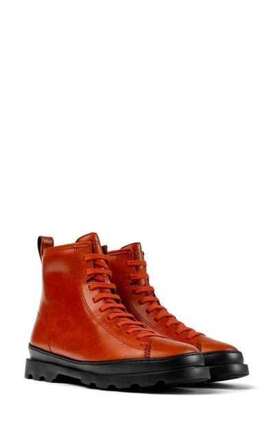Camper Brutus Combat Boot In Medium Red