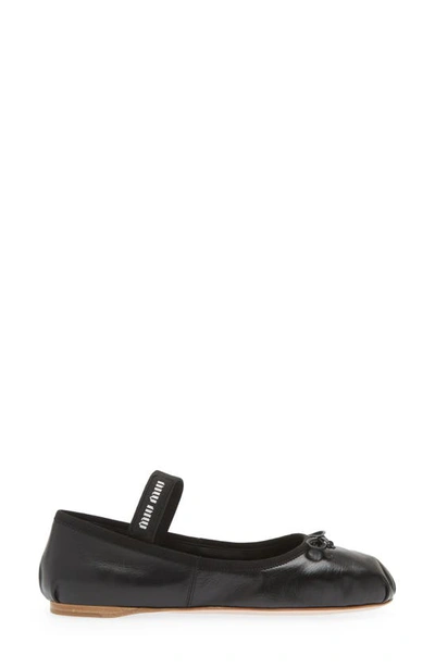 Shop Miu Miu Lea Logo Ballerina Flat In Black