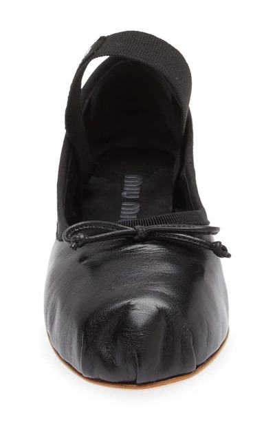 Shop Miu Miu Lea Logo Ballerina Flat In Black