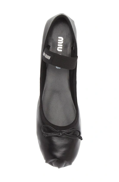 Miu Miu Black Leather Ballerina Flats In Black