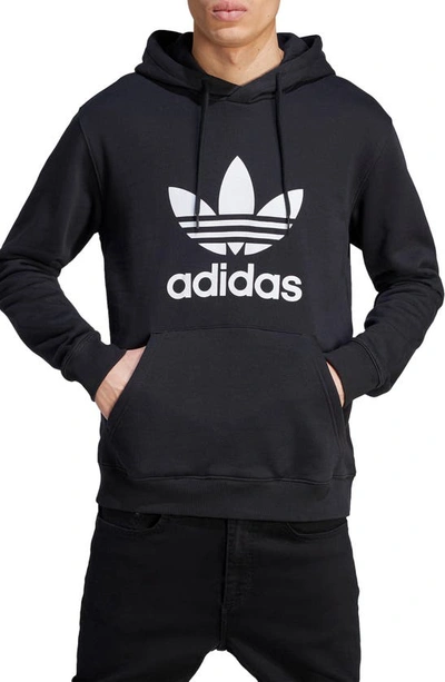 Shop Adidas Originals Lifestyle Trefoil Graphic Hoodie In Black/ White
