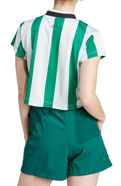 Shop Adidas Originals Tiro Colorblock Crop Jersey T-shirt In Collegiate Green/ White