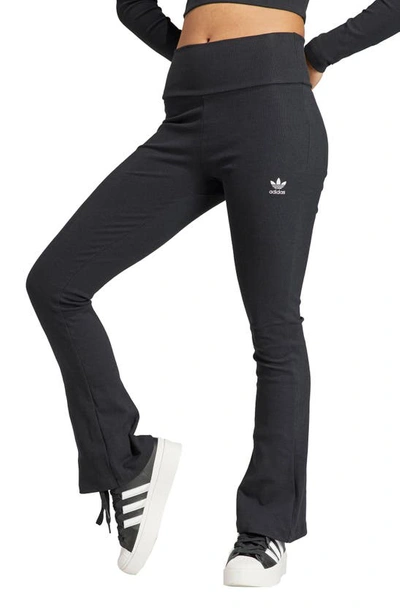 Shop Adidas Originals Lifestyle Rib Flare Pants In Black