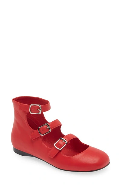 Shop Jeffrey Campbell Talented Mary Jane Flat In Red
