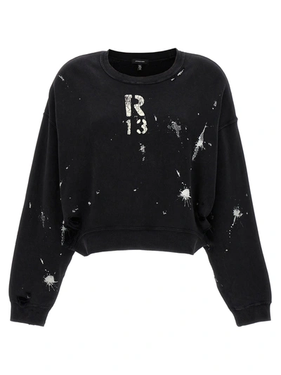 Shop R13 Stamp Sweatshirt White/black