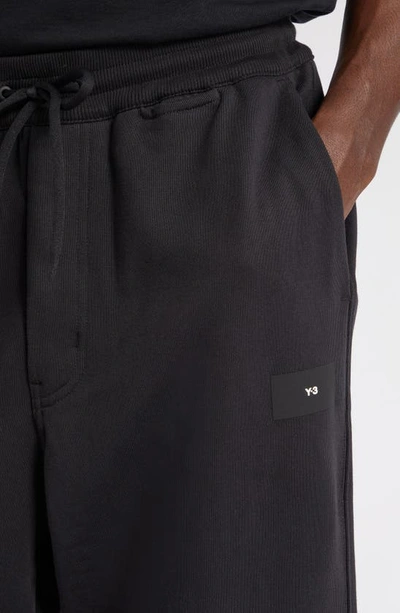 Shop Y-3 Ft Drawstring Organic Cotton Fleece Straight Leg Pants In Black