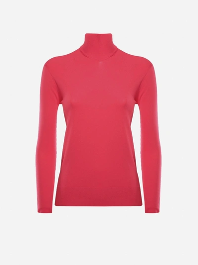 Shop Bottega Veneta Turtleneck Made Of Technoskin Fabric In Watermelon