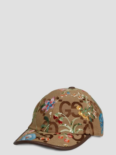 Gucci Jumbo Gg Baseball Hat With Floral Embroidery In Brown | ModeSens