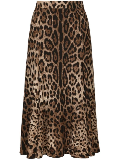 Shop Dolce & Gabbana Leopard-print Skirt In Marrone E Nero