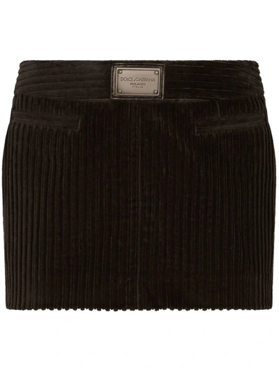 Shop Dolce & Gabbana Logo Plaque Mini Skirt In Black