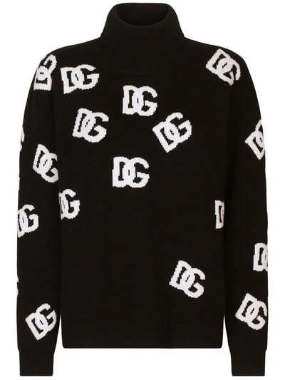 Shop Dolce & Gabbana Intarsia-knit Logo Sweater In Black