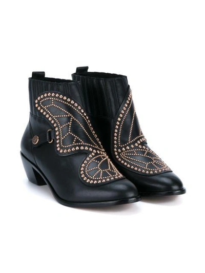 Shop Sophia Webster Black Studded Leather Ankle Boots