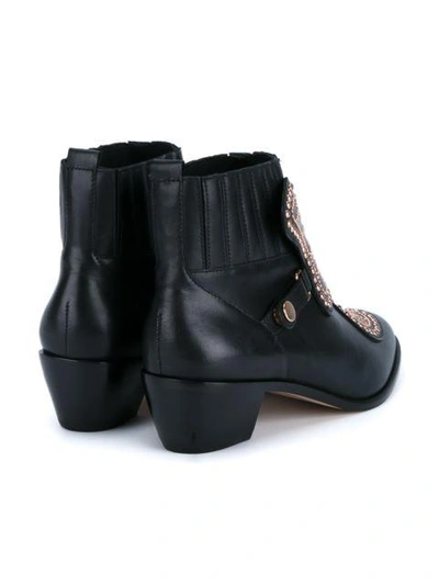 Shop Sophia Webster Black Studded Leather Ankle Boots