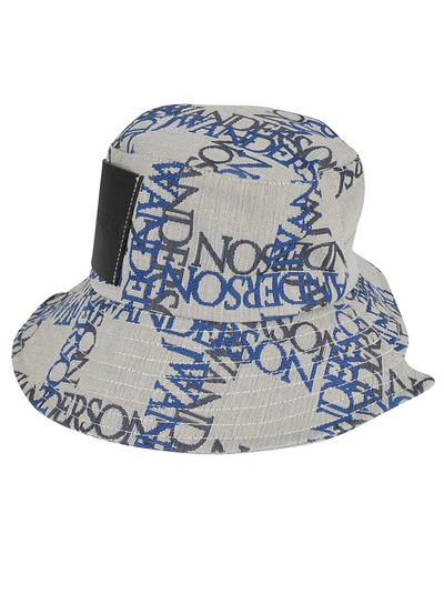 Shop Jw Anderson J.w. Anderson Asymmetric Bucket Hat In Off-white/blue