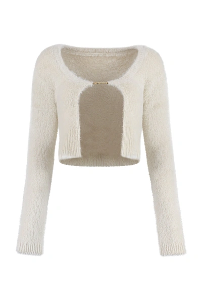 Shop Jacquemus Neve Logo Print Long Sleeve Top In Ivory