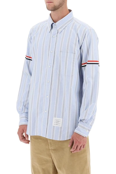 Shop Thom Browne Striped Oxford Button-down Shirt In Multicolor