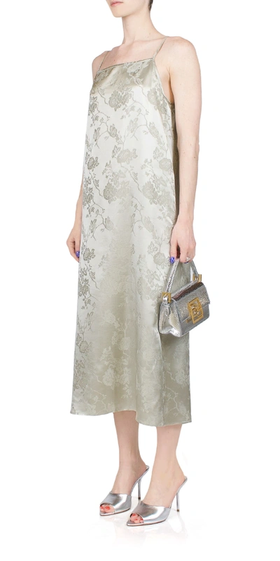 6397 Jacquard Slip Midi Dress In Ash