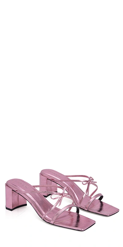 Shop By Far June Sandals Pink Metallic Leather