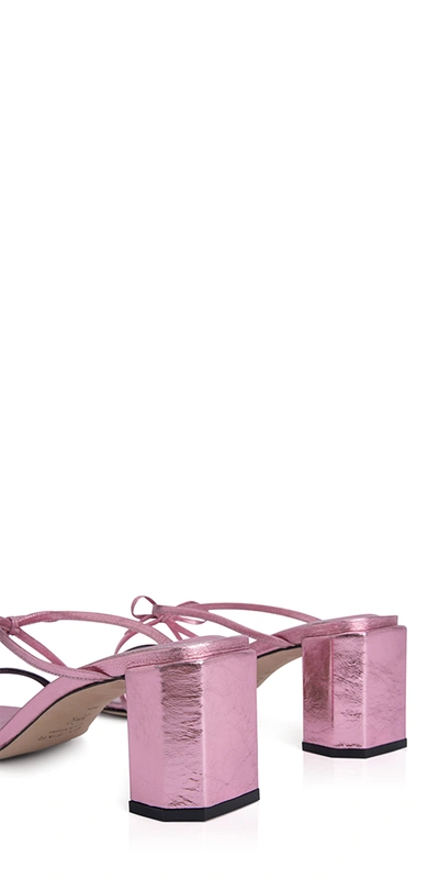 Shop By Far June Sandals Pink Metallic Leather