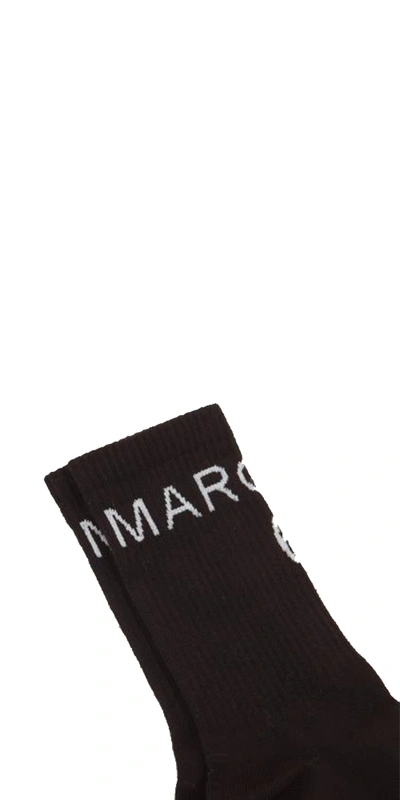 Shop Mm6 Maison Margiela Logo Socks Black