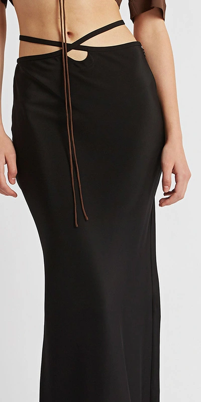 Shop Christopher Esber Loophole Tie Skirt Black