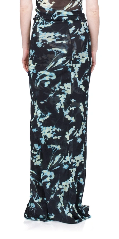 Priscavera Mesh Button Down Maxi Skirt In Phantom Flower