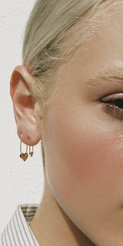 Loren Stewart Mini Heart Safety Pin Earring Rose Gold