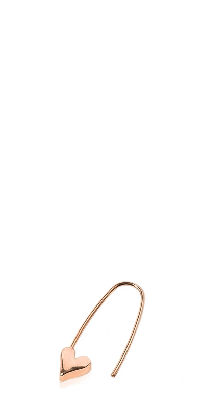 Loren Stewart Mini Heart Safety Pin Earring Rose Gold