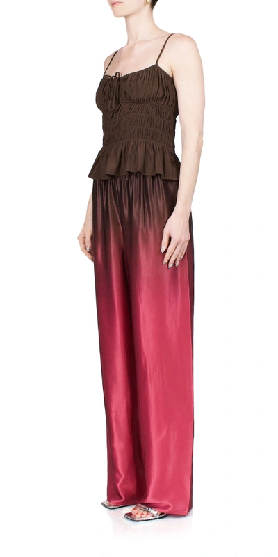 Vince Ombré Printed Satin Pants In Beet/dark Night Fig