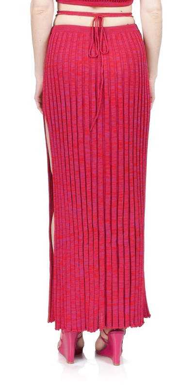 Christopher Esber Pleated Knit Tie Skirt In Raspberry