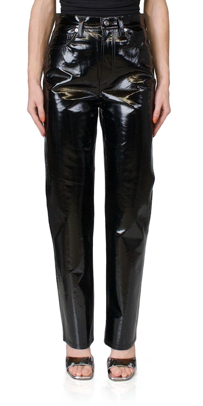 Shop Agolde Recycled Leather 90's Pinch Waist Black Patent