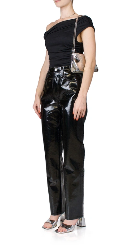 Shop Agolde Recycled Leather 90's Pinch Waist Black Patent