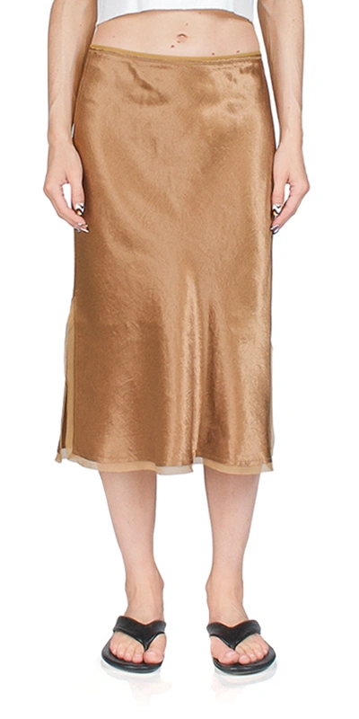 Shop Vince Silk Chiffon-trimmed Slip Skirt