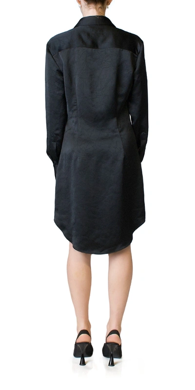 Shop Mm6 Maison Margiela Silky Button Front Dress Black