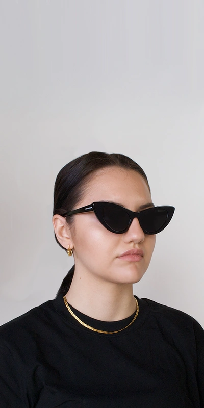 Shop Saint Laurent Sl 213 Lily Black Sunglasses