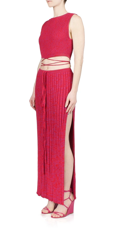Christopher Esber Sleeveless Knit Tie Crop In Raspberry