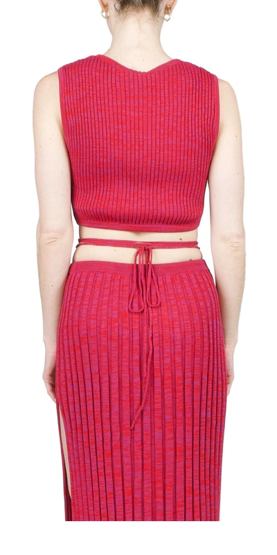 Christopher Esber Sleeveless Knit Tie Crop In Raspberry