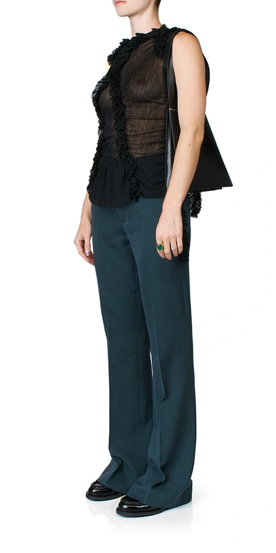 Shop Mm6 Maison Margiela Wide Leg Trousers Petrol