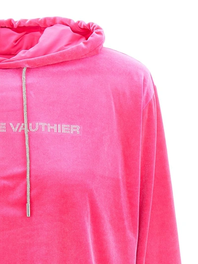 Shop Alexandre Vauthier Sequin Logo Hoodie In Fuchsia