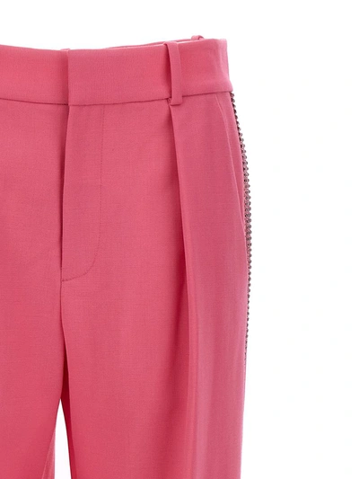 Area 'embellished Crystal' Wide Leg Trousers In Fuchsia
