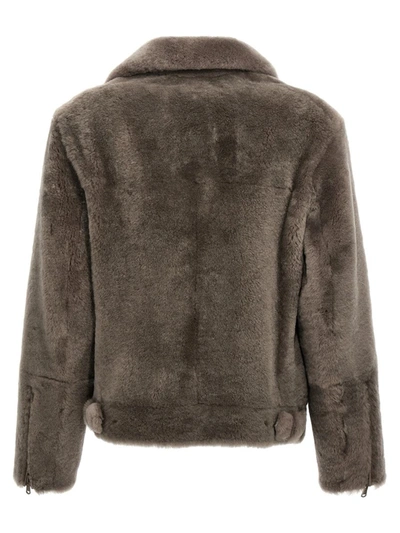 Shop Brunello Cucinelli Biker Fur In Gray