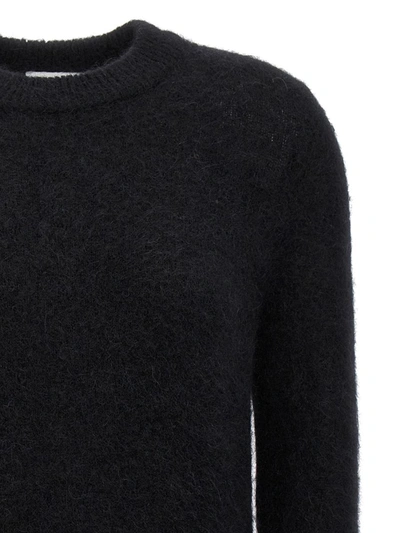 Shop Ganni Logo Embroidery Sweater In Black