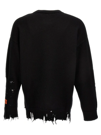 Shop Heron Preston Shredded Knit Sweater In Black