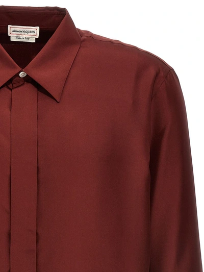 Shop Alexander Mcqueen Silk Shirt In Bordeaux