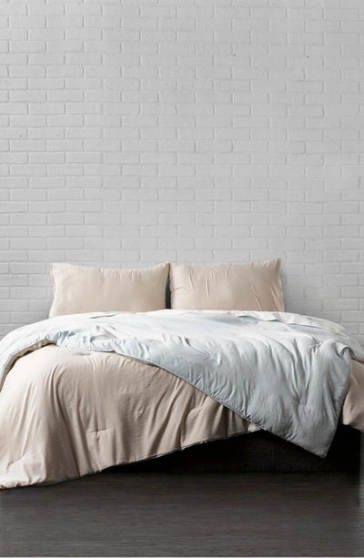 Shop Ella Jayne Home Microfiber Down-alternative Reversible Comforter Set In Seafoam/linen