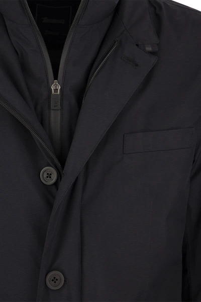 Shop Herno Feather Blazer Cut Jacket In Dark Blue
