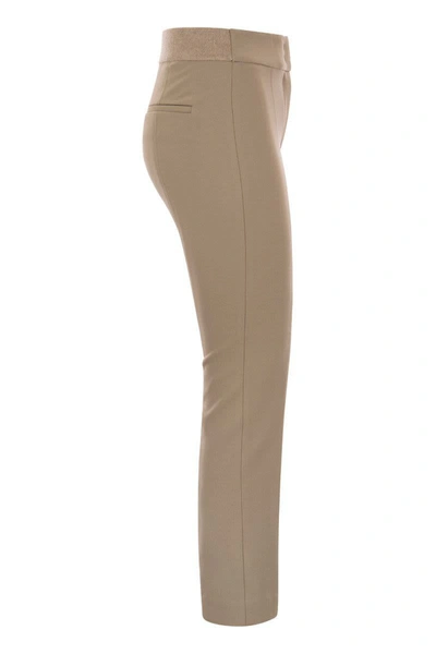 Shop Peserico Skinny Fit Trousers In Viscose And Cotton In Camel